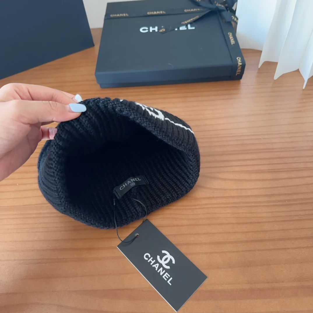 Hand-embroidered wool knitted Beanie