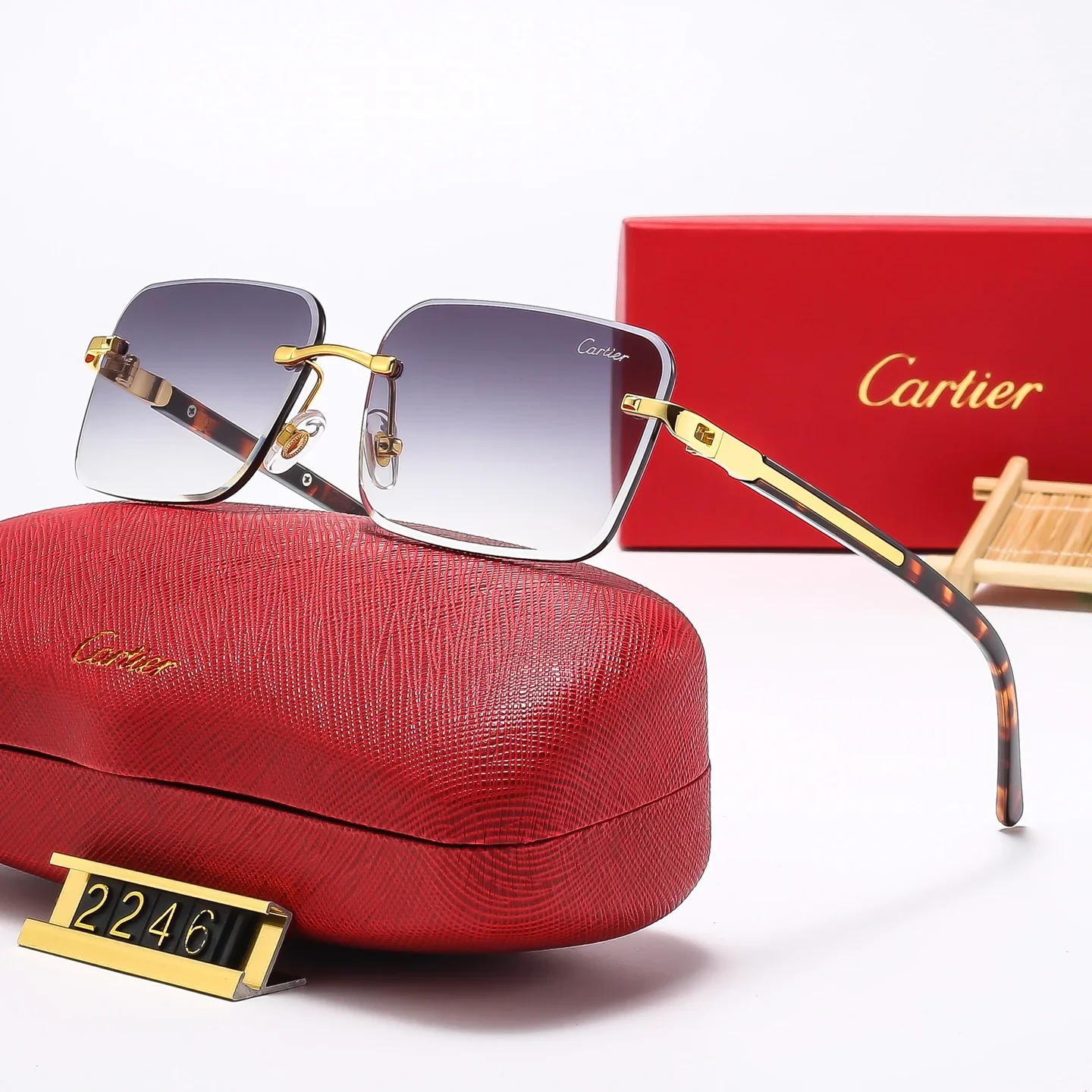 5 colors new frameless plain sunglasses 2246