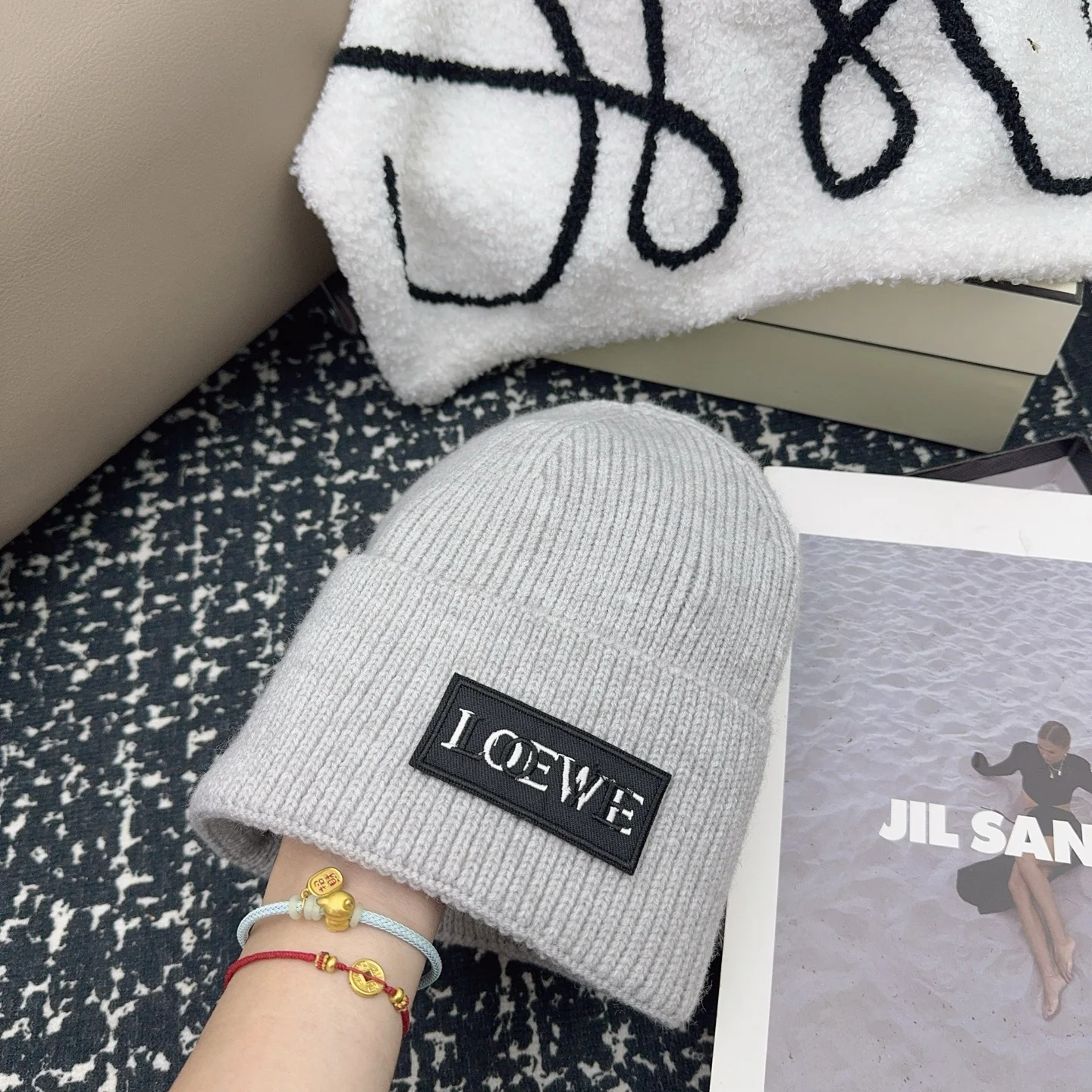 Embroidered letters Cashmere Knitted  Beanie