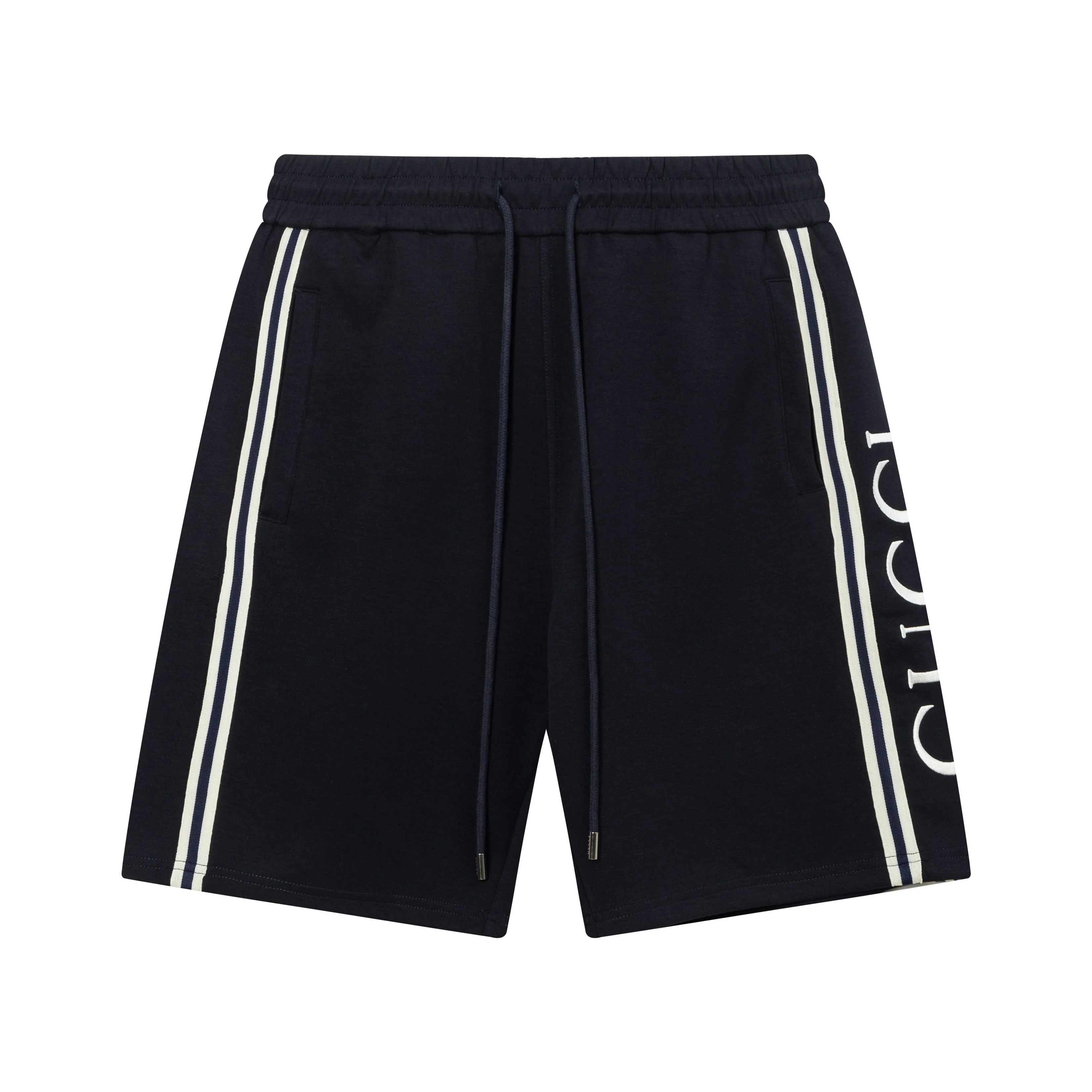 Knitted embroidered cotton shorts