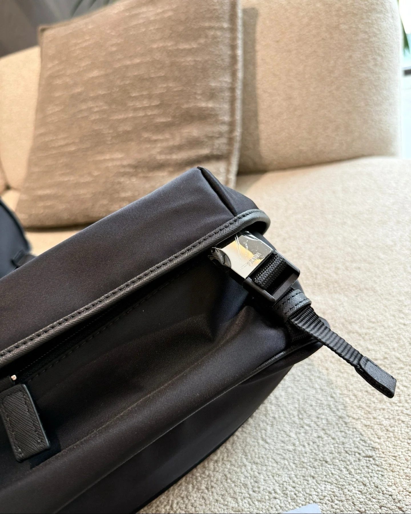 Nylon And Leather Shoulder Bag