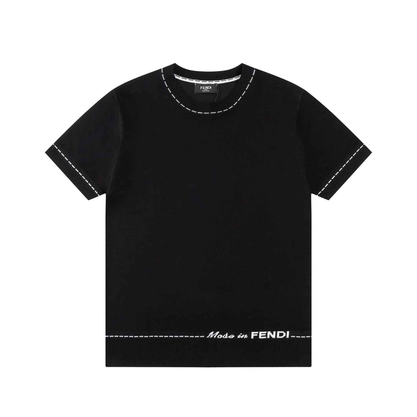 Knitted embroidered cotton T-shirt