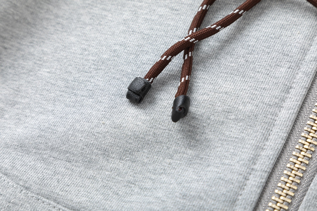 Embroidered zip-up sweatshirt jacket