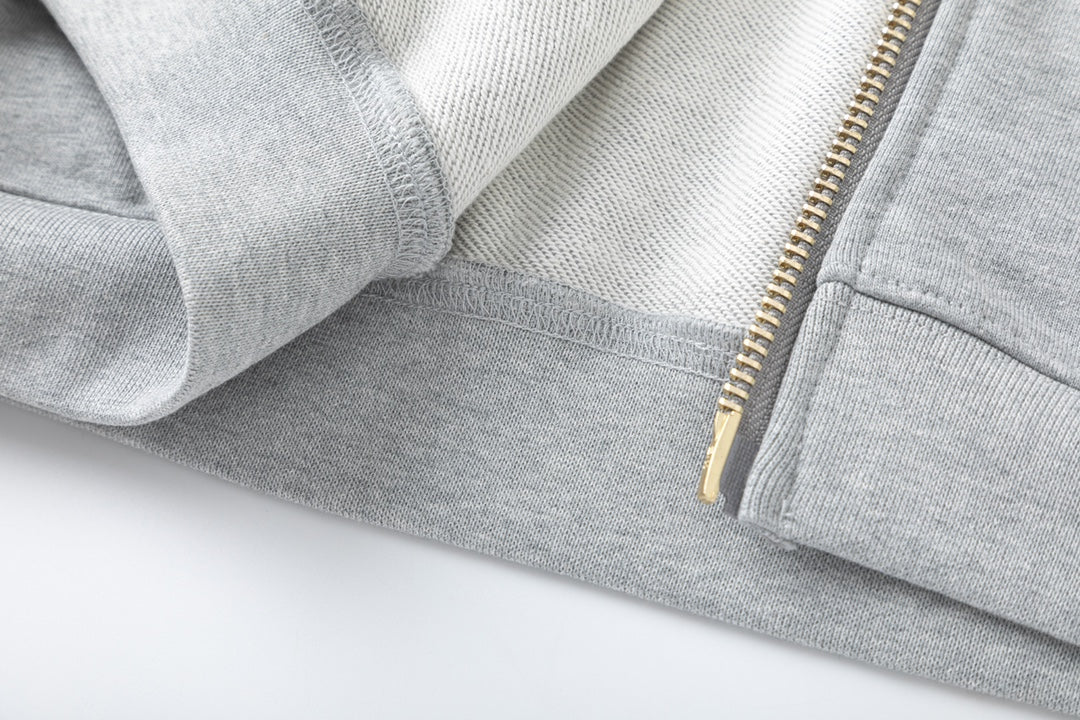 Embroidered zip-up sweatshirt jacket