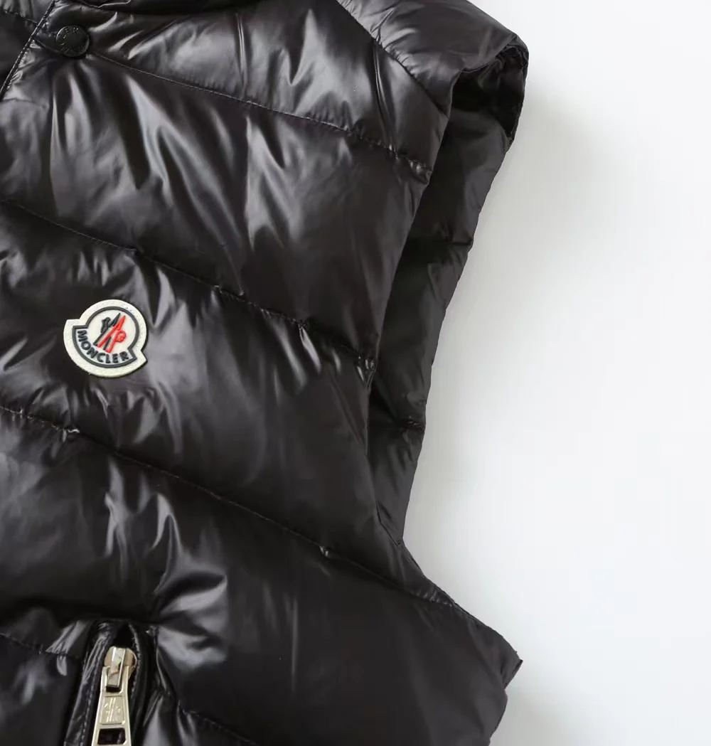 Embroidered hooded down vest