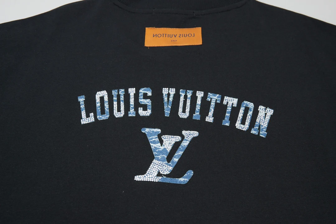 Patchwork crew neck cotton T-shirt