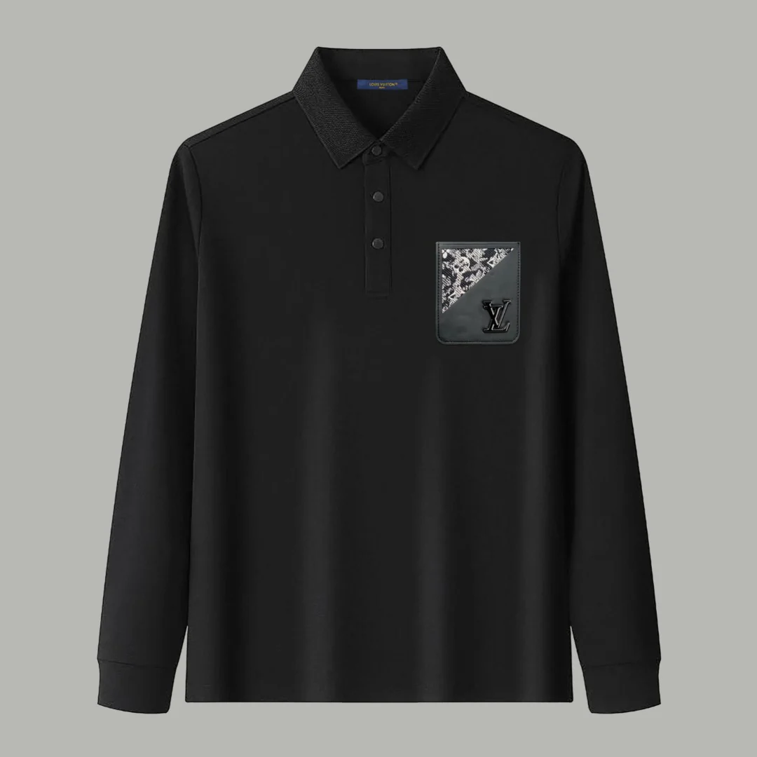 Pocket lapel polo long-sleeved T-shirt