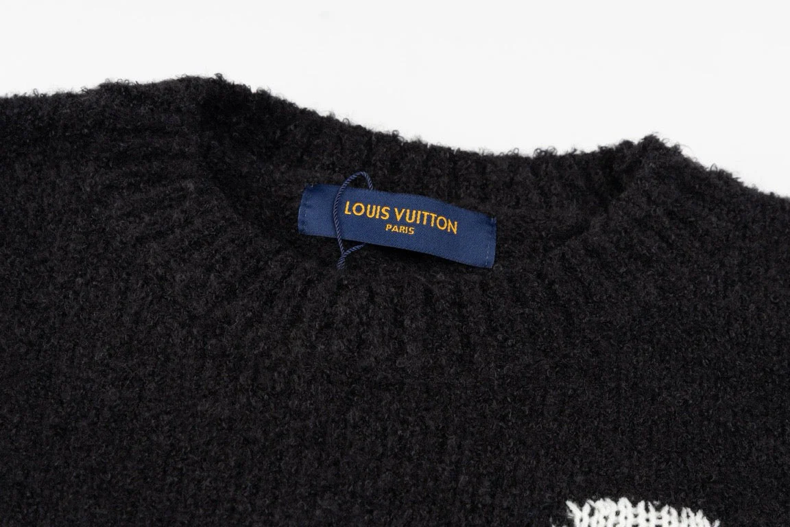 Reversible jacquard crew neck sweater