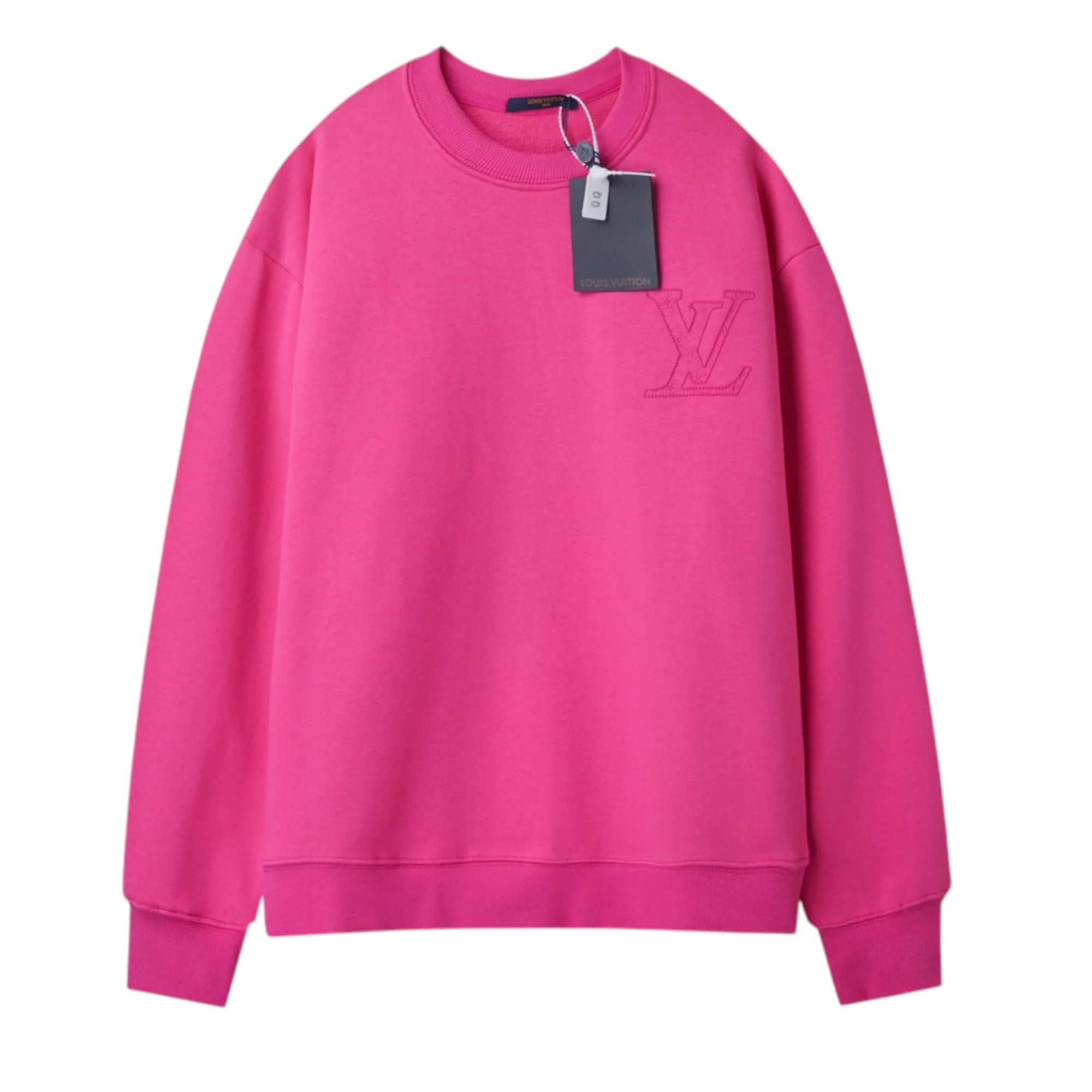 Double-sided embroidered cotton crew neck sweatshirt