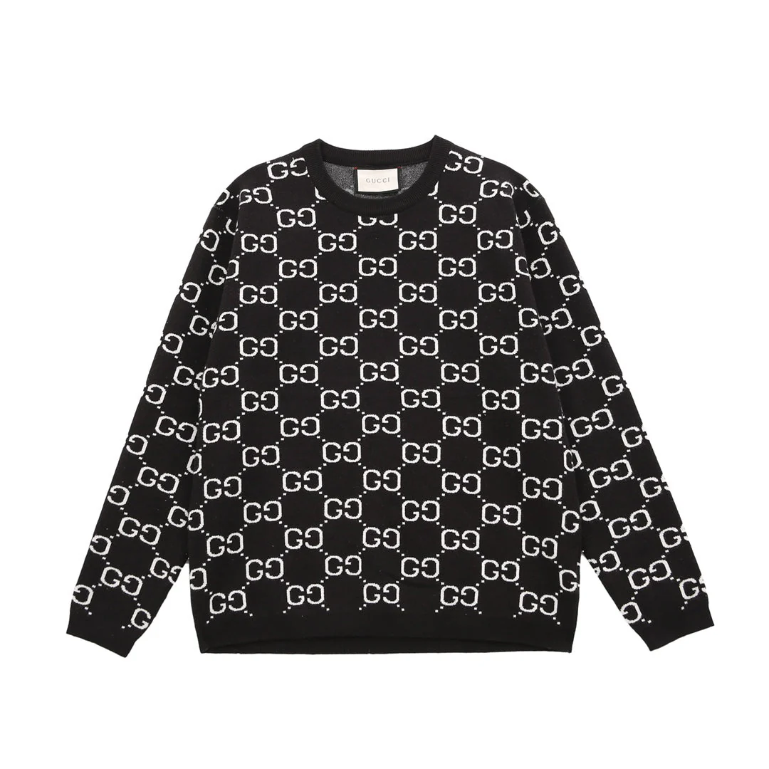 Knitted jacquard cashmere sweatshirt