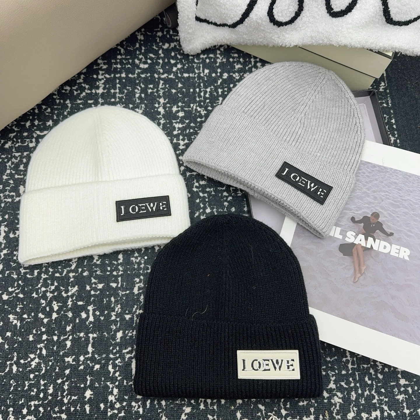 Embroidered letters Cashmere Knitted  Beanie