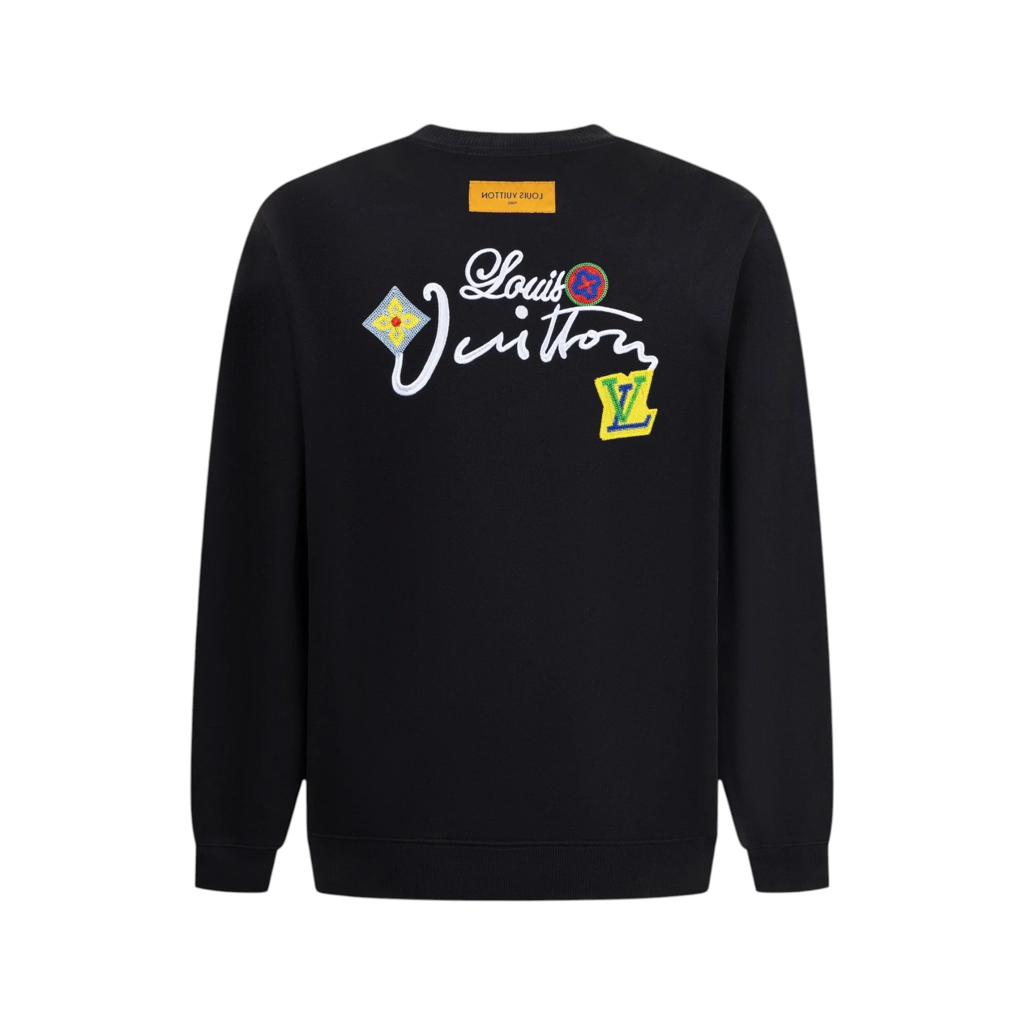 Double-sided embroidered round neck cotton sweatshirt