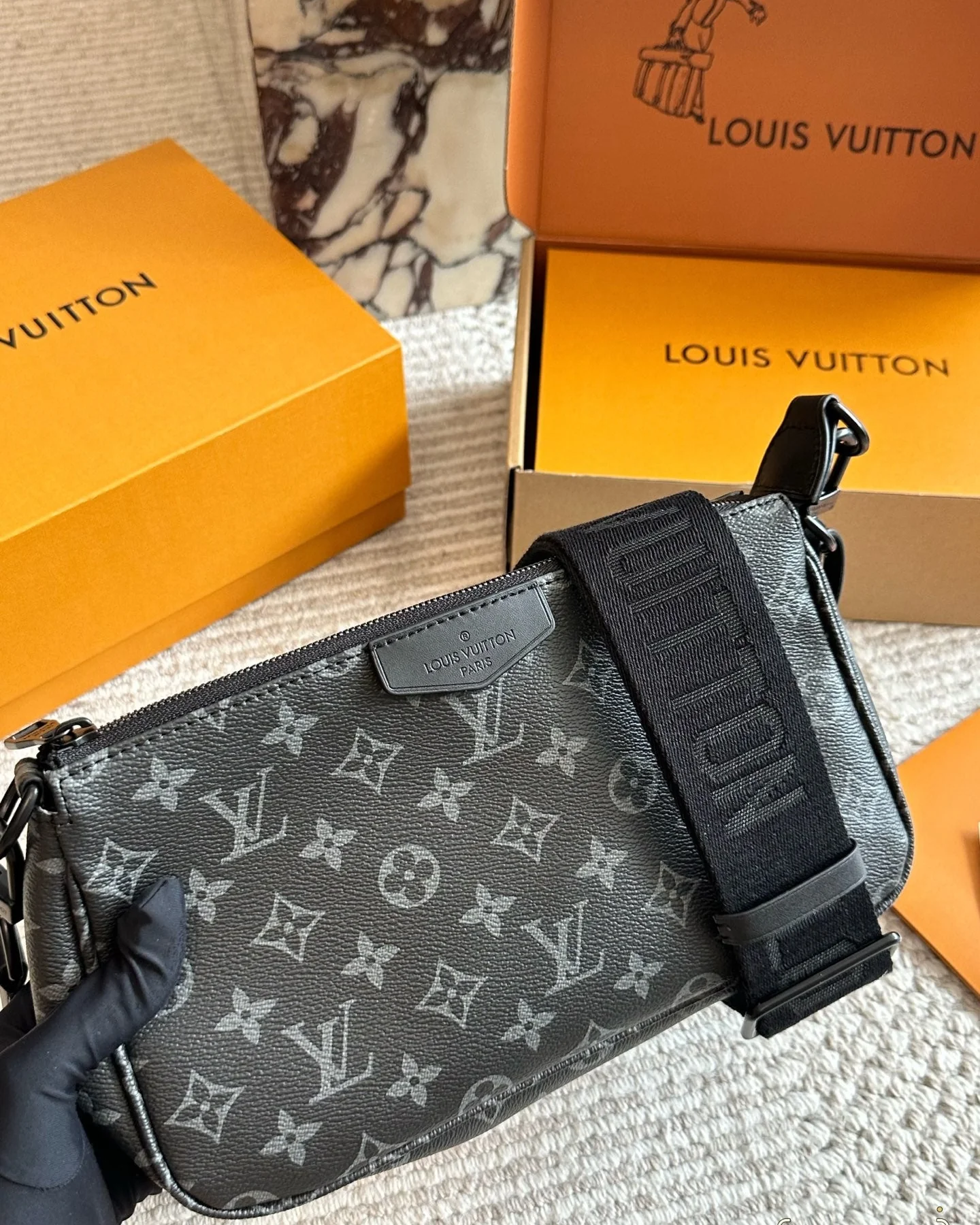 Men's Embossed Crossbody Bag