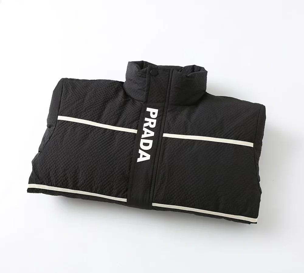 Striped zip-up down jacket