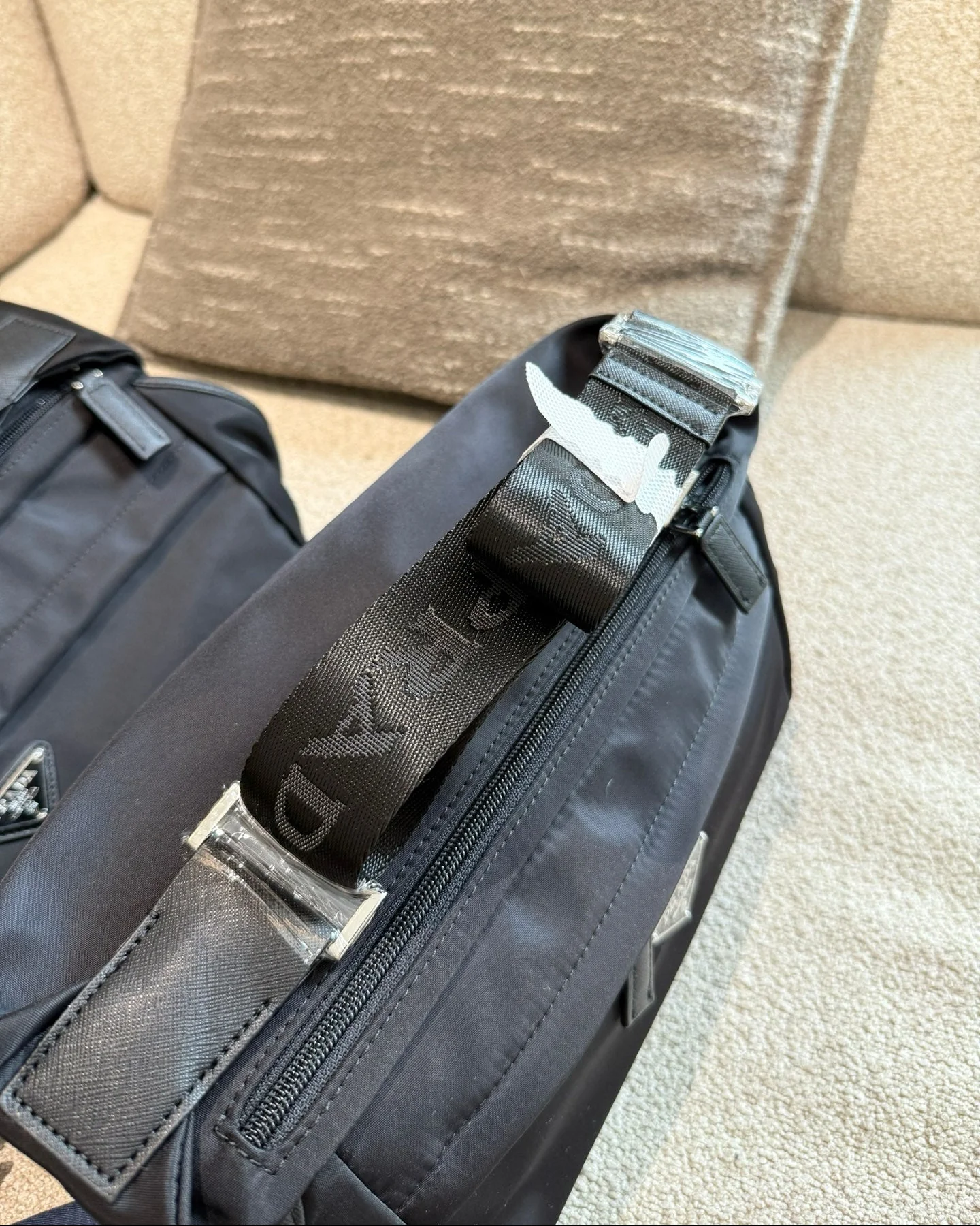 Nylon And Leather Shoulder Bag