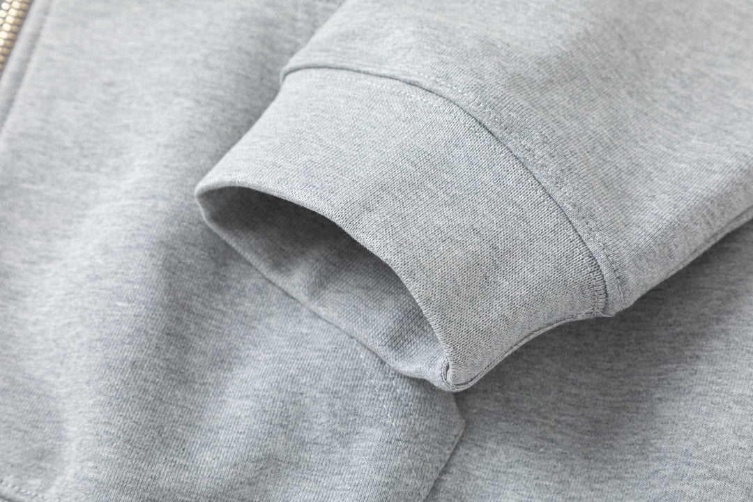 Embroidered zip-up sweatshirt jacket