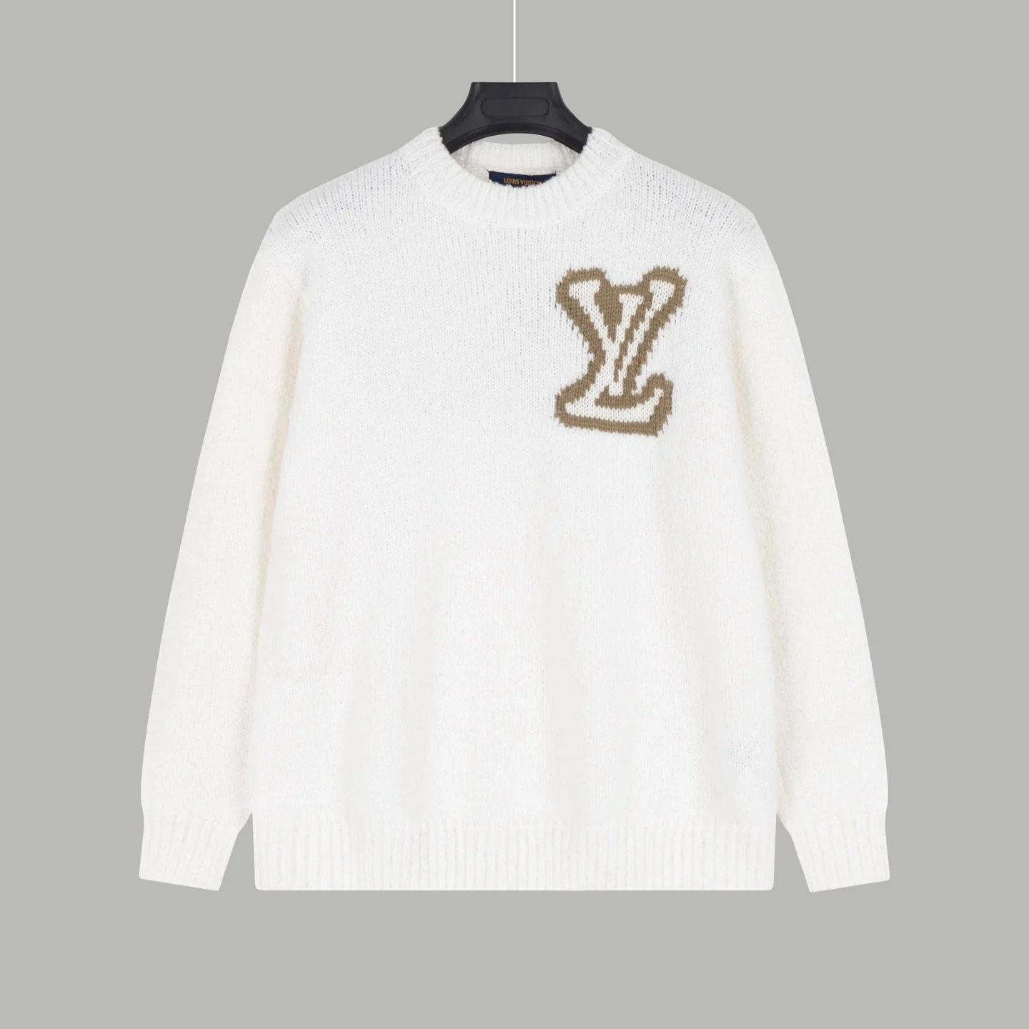 Reversible jacquard crew neck sweater