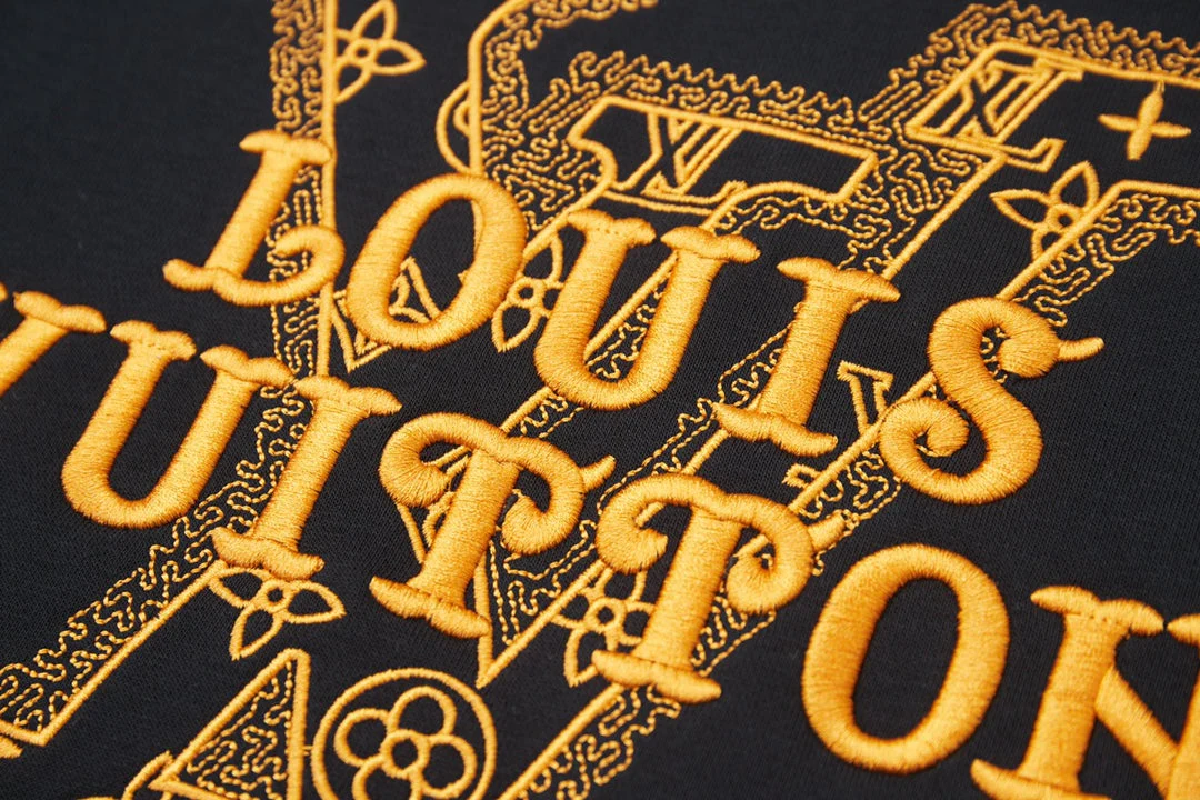 Double-sided embroidered cotton crew neck sweatshirt