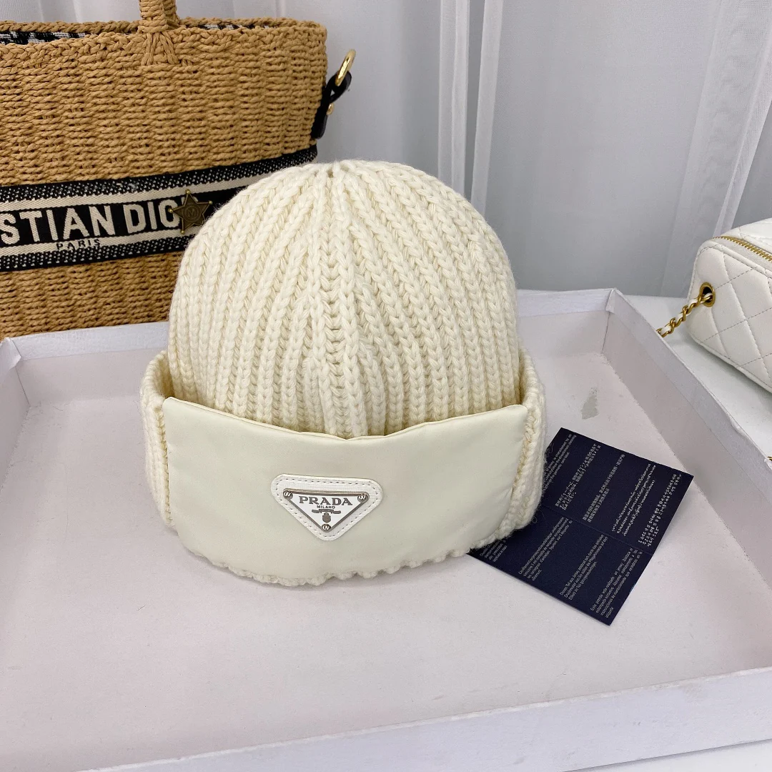 Nylon-paneled wool knit hat