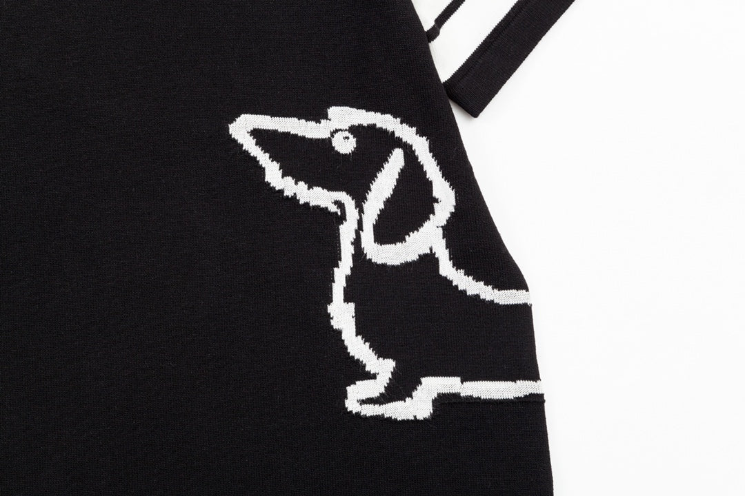 Knitted embroidered crew neck cotton T-shirt