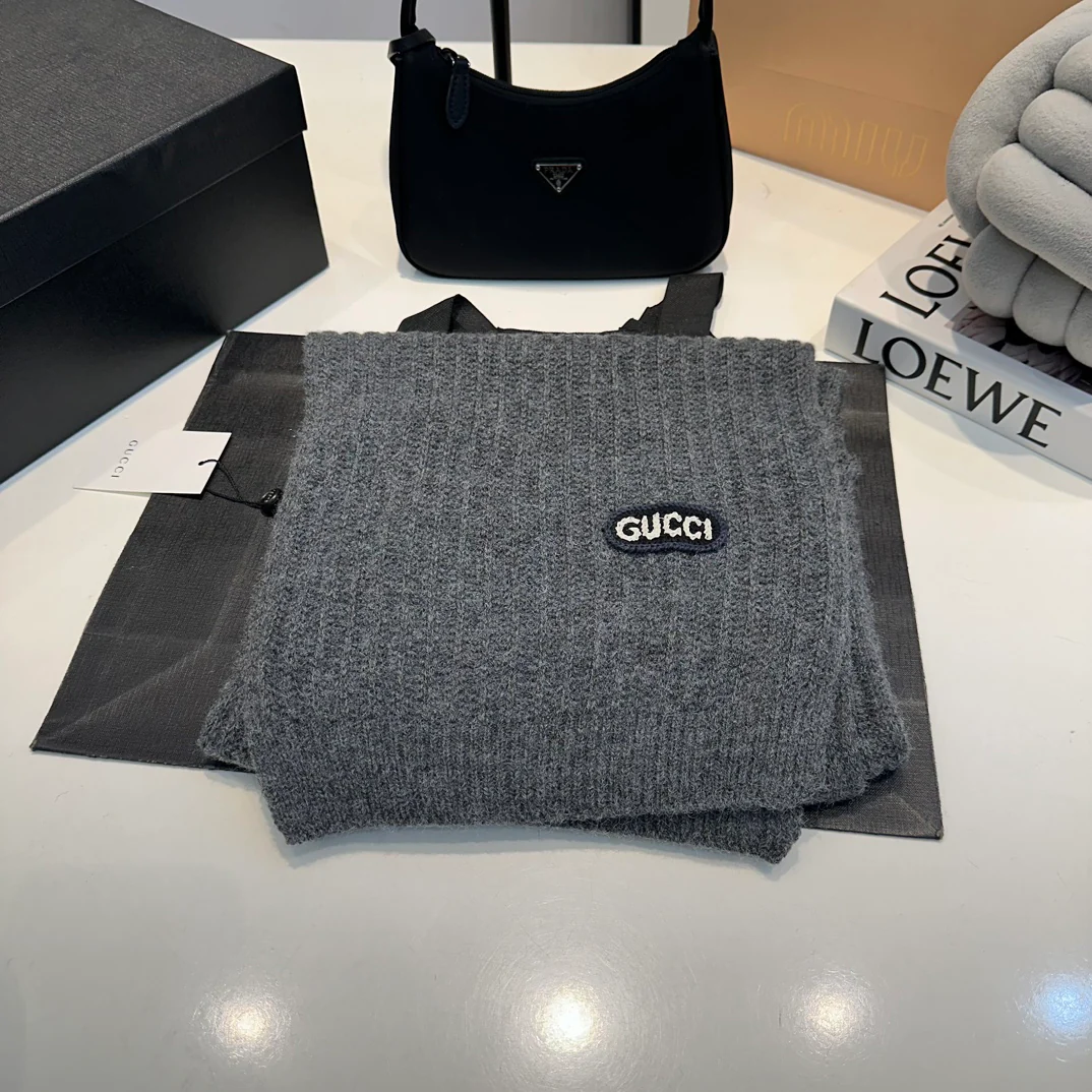 Embroidered knitted scarf hat gloves set