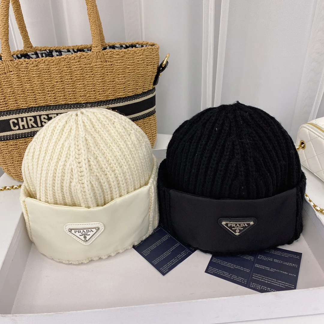 Nylon-paneled wool knit hat