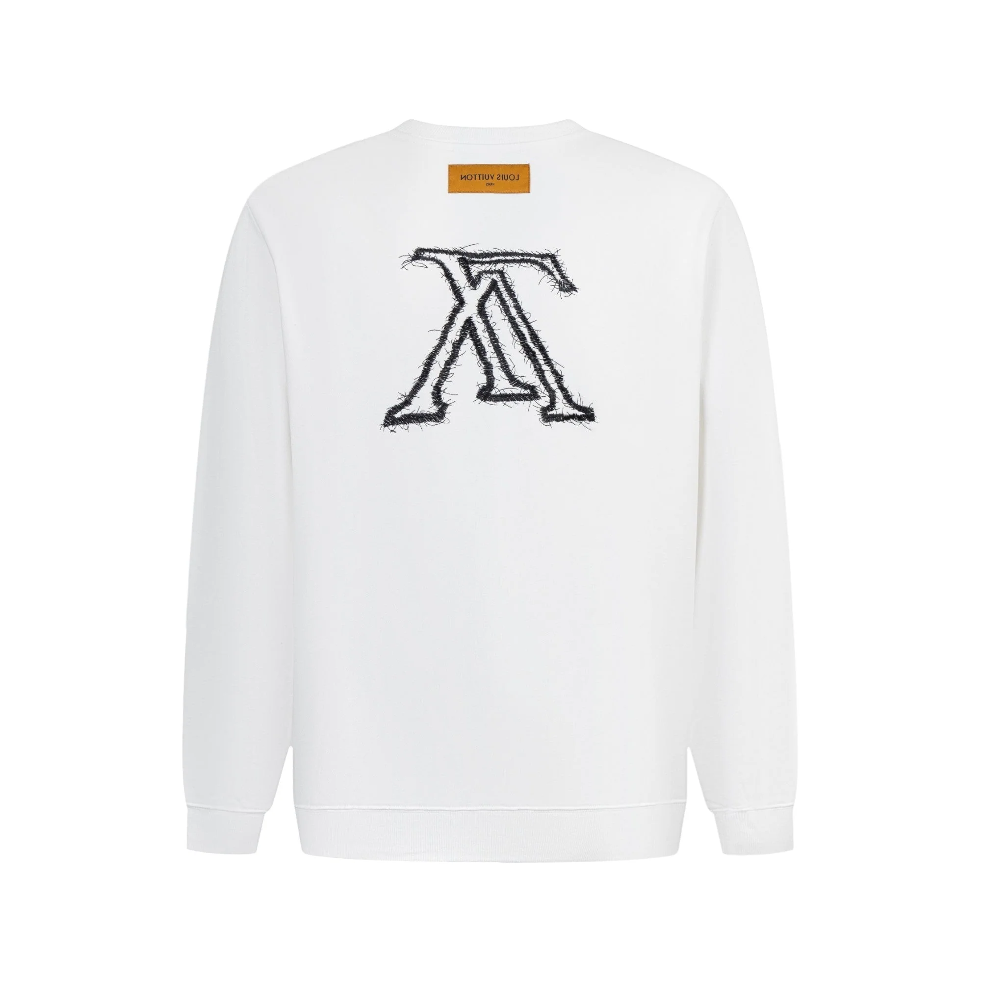 Double-sided embroidered round neck cotton sweatshirt