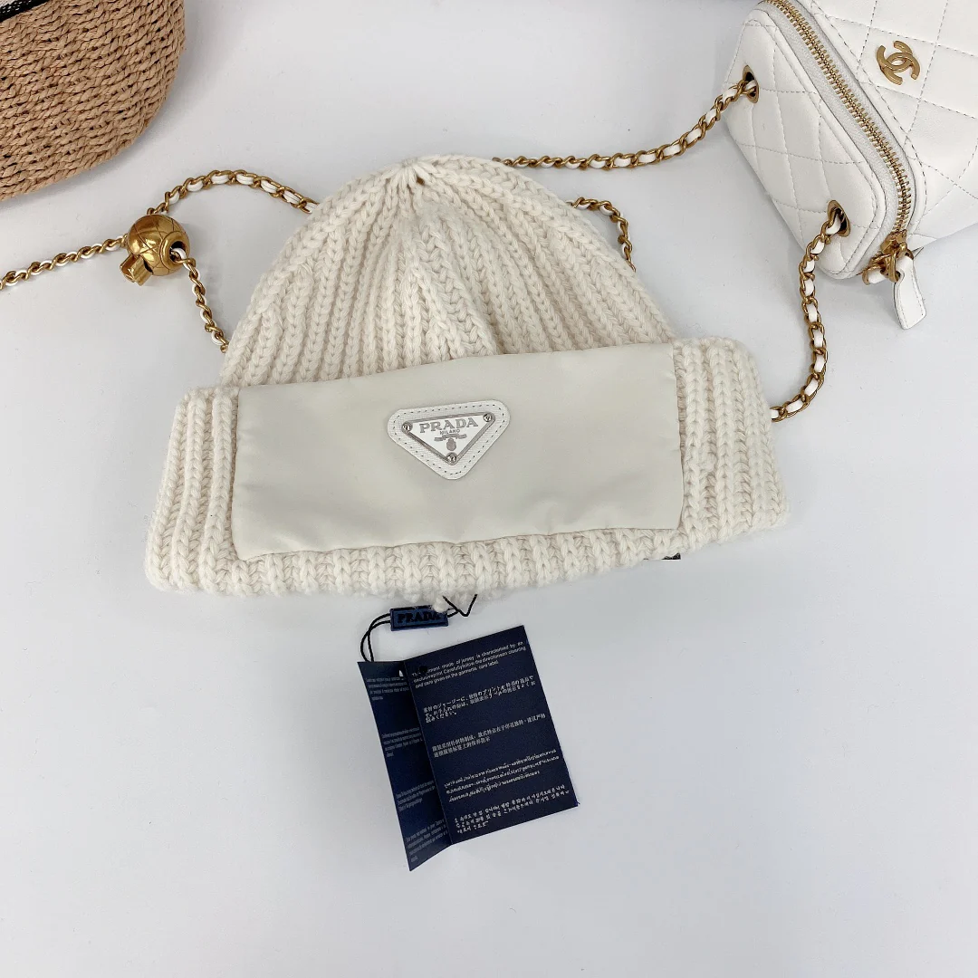 Nylon-paneled wool knit hat