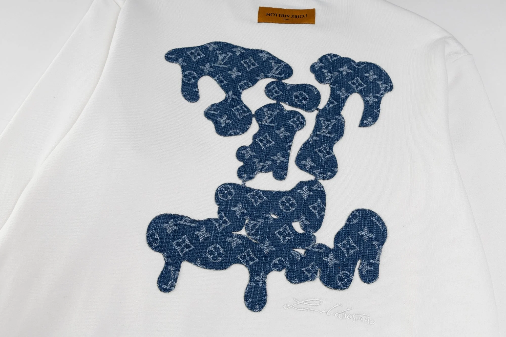 Double-sided embroidered round neck cotton sweatshirt