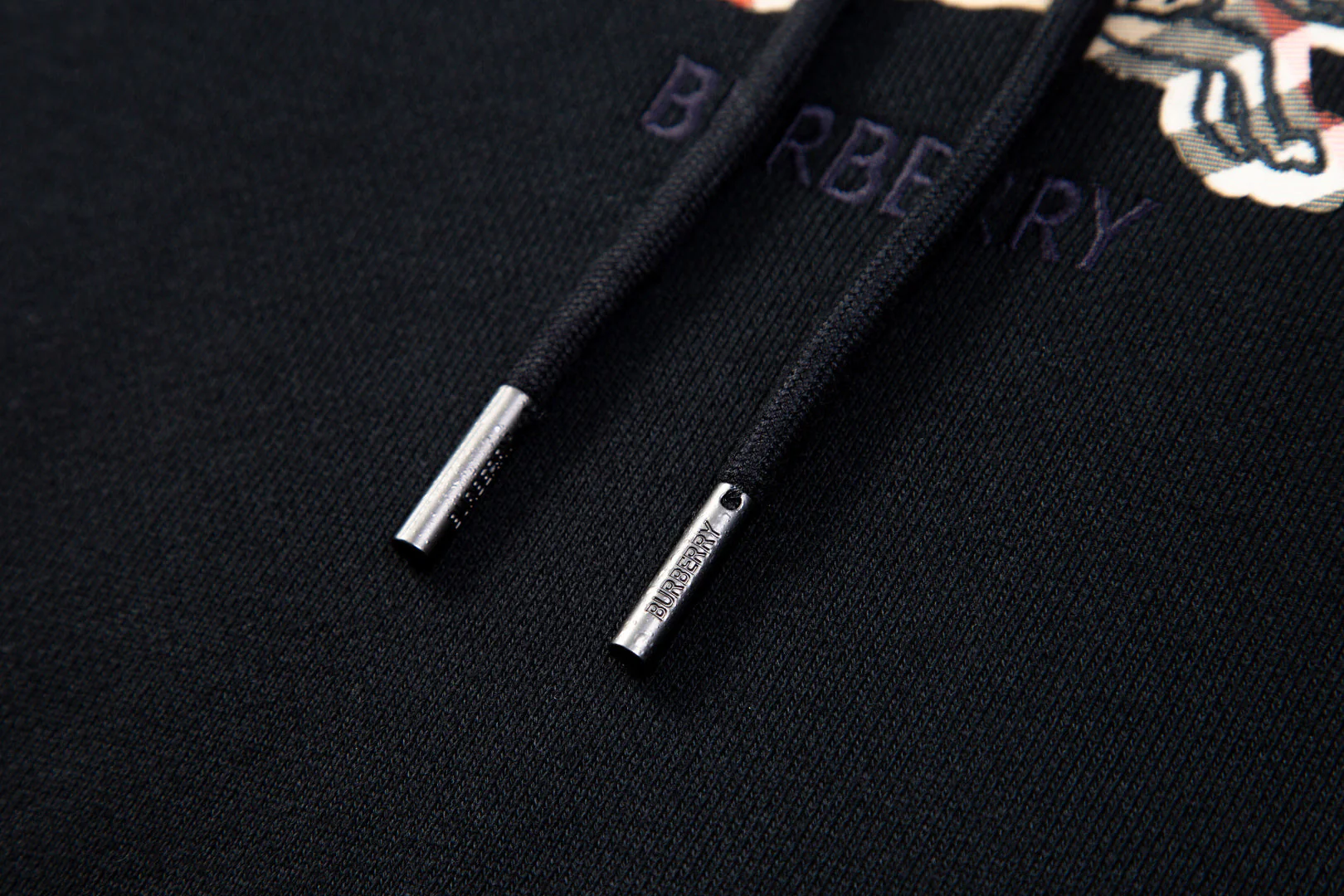 Logo Check Embroidered Cotton Hoodie