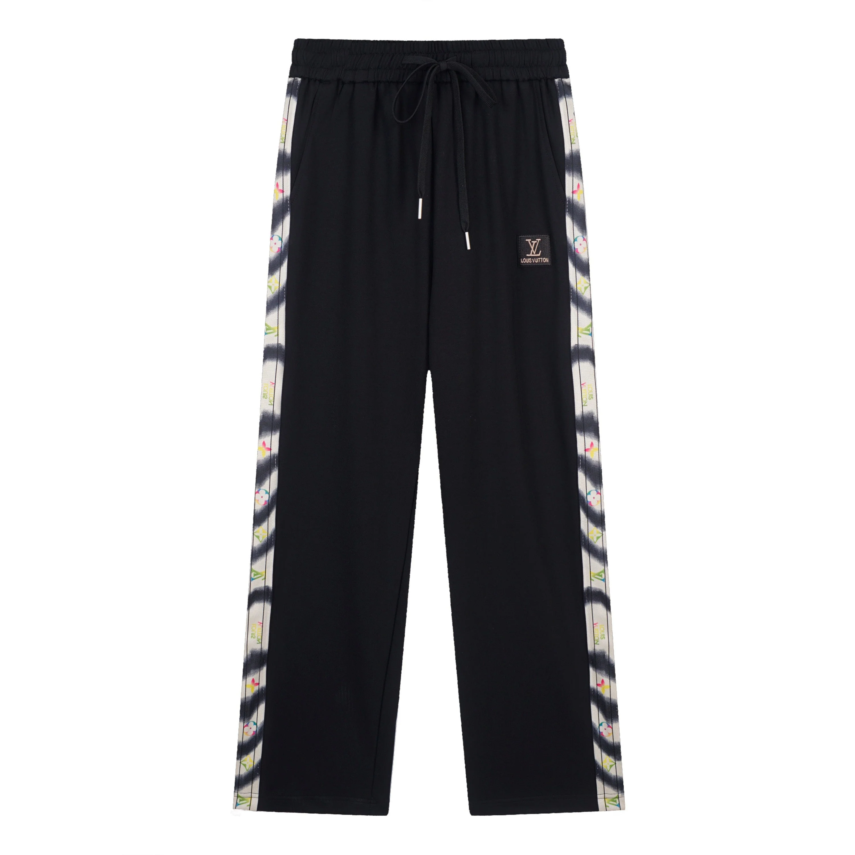 Embroidered drawstring casual trousers