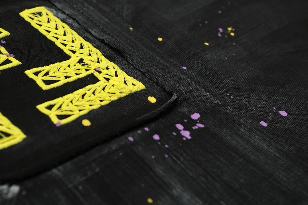 Personalized embroidered ink-splashed cotton T-shirt