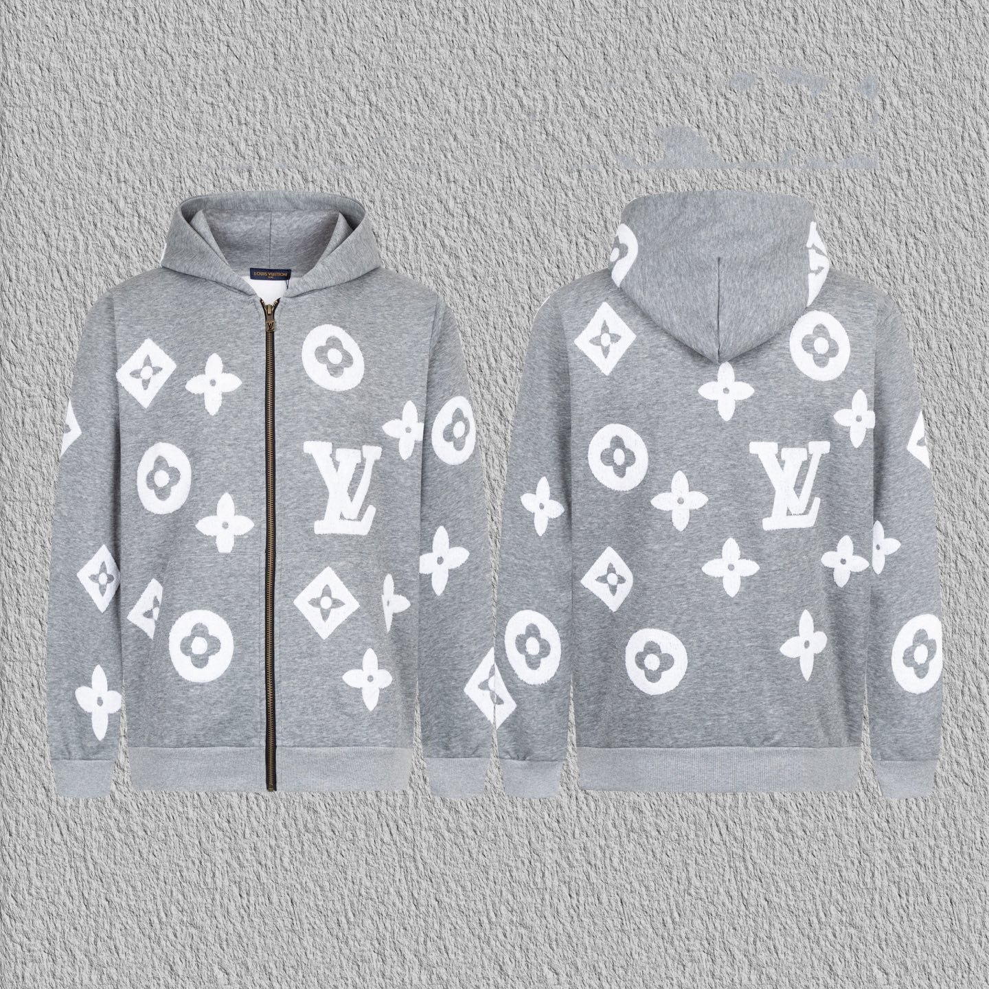 Embroidered hooded cardigan sweatshirt