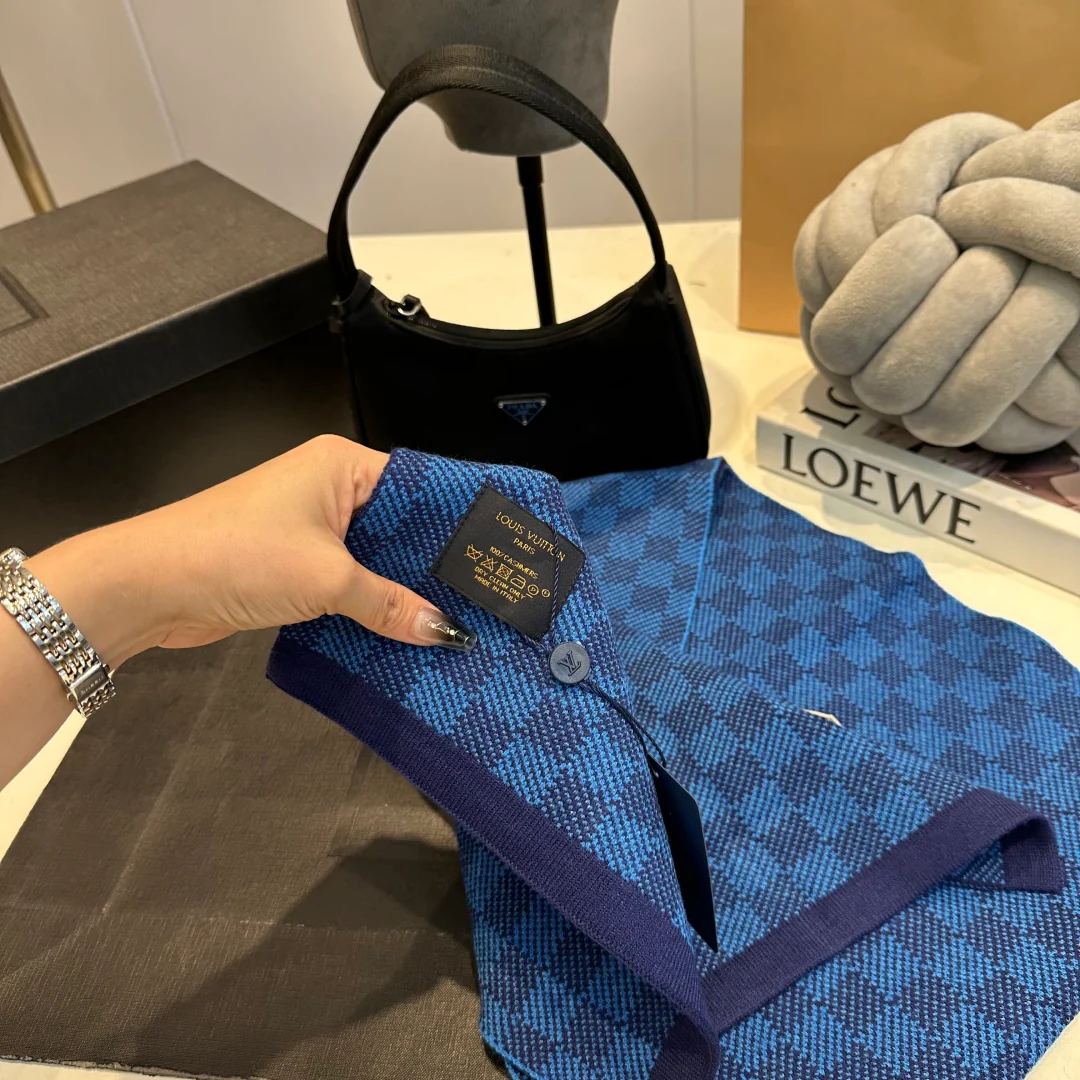 Plaid jacquard scarf and hat set