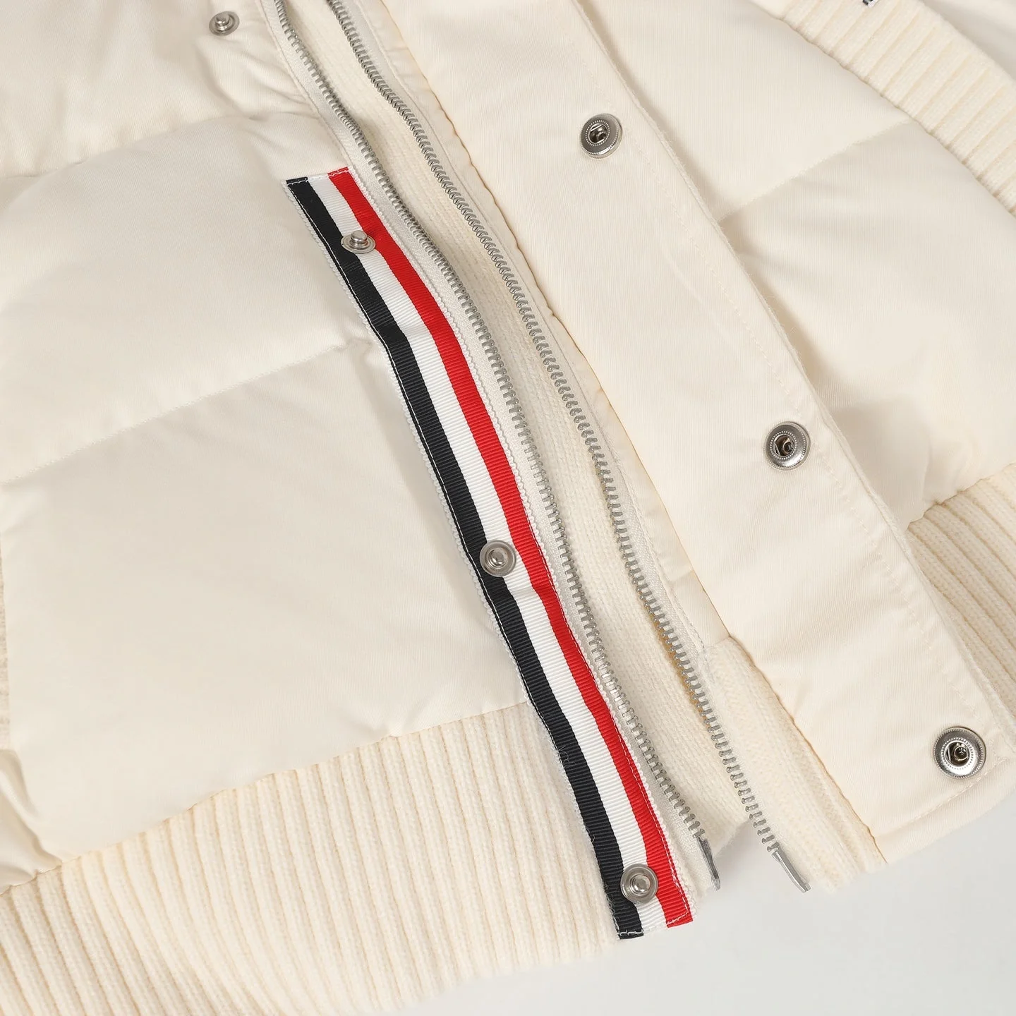 Knitted stand collar down jacket