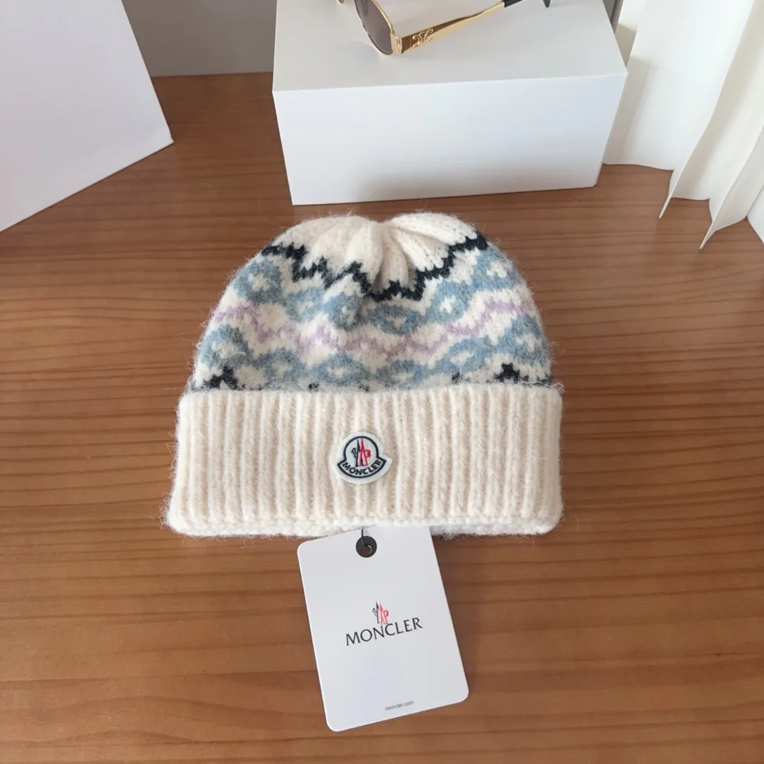 Patterned Wool Knit Beanie
