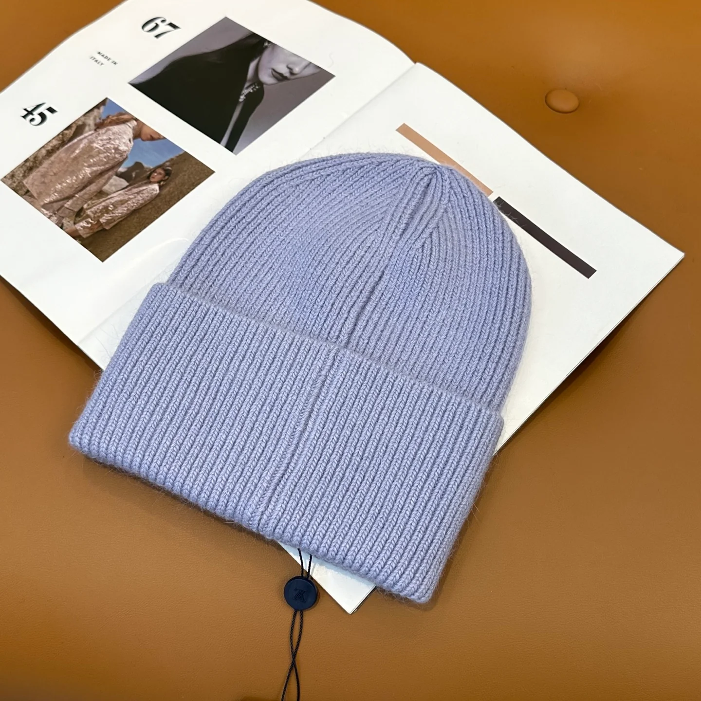 Floral embroidered knitted beanie