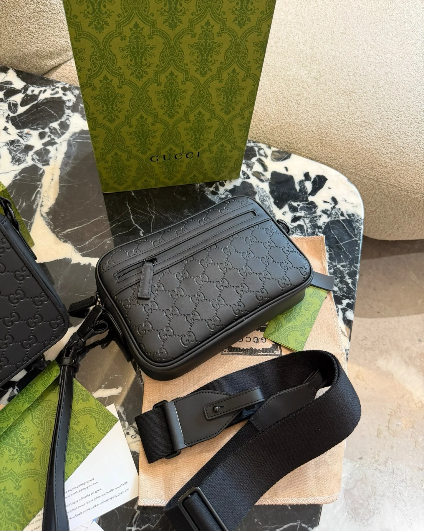 Men's Black Leather Crossbody Bag