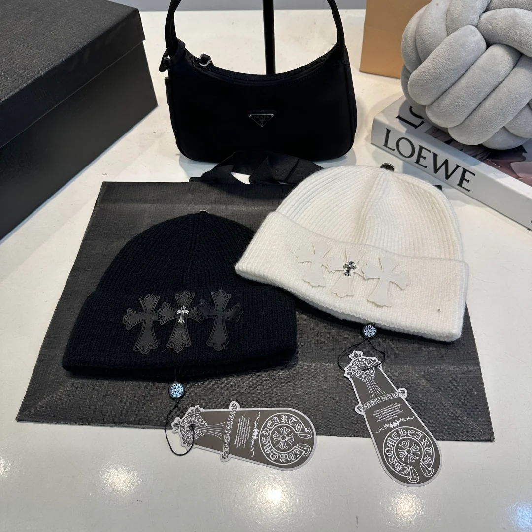 Leather Monogram Cashmere Knitted  Beanie