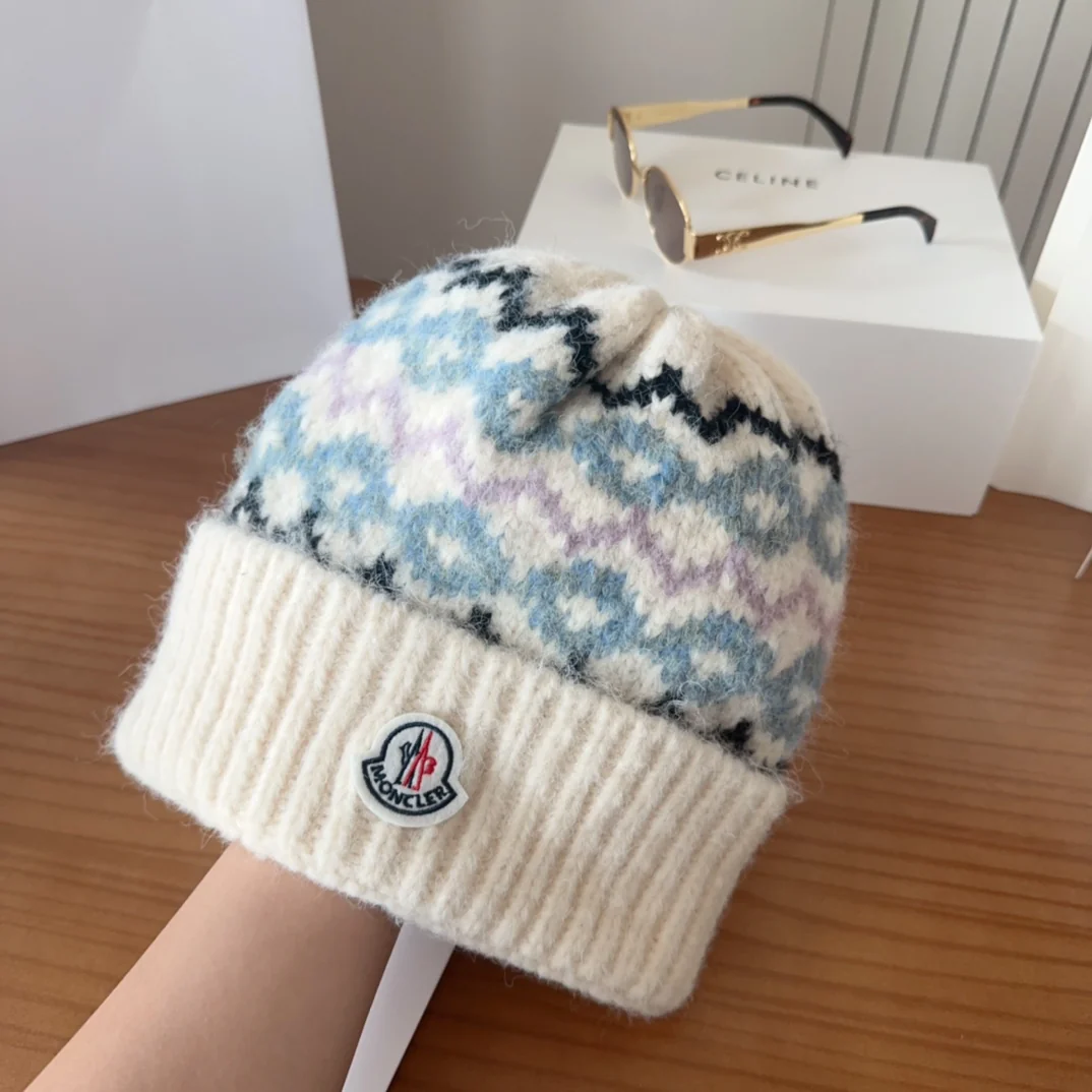 Patterned Wool Knit Beanie