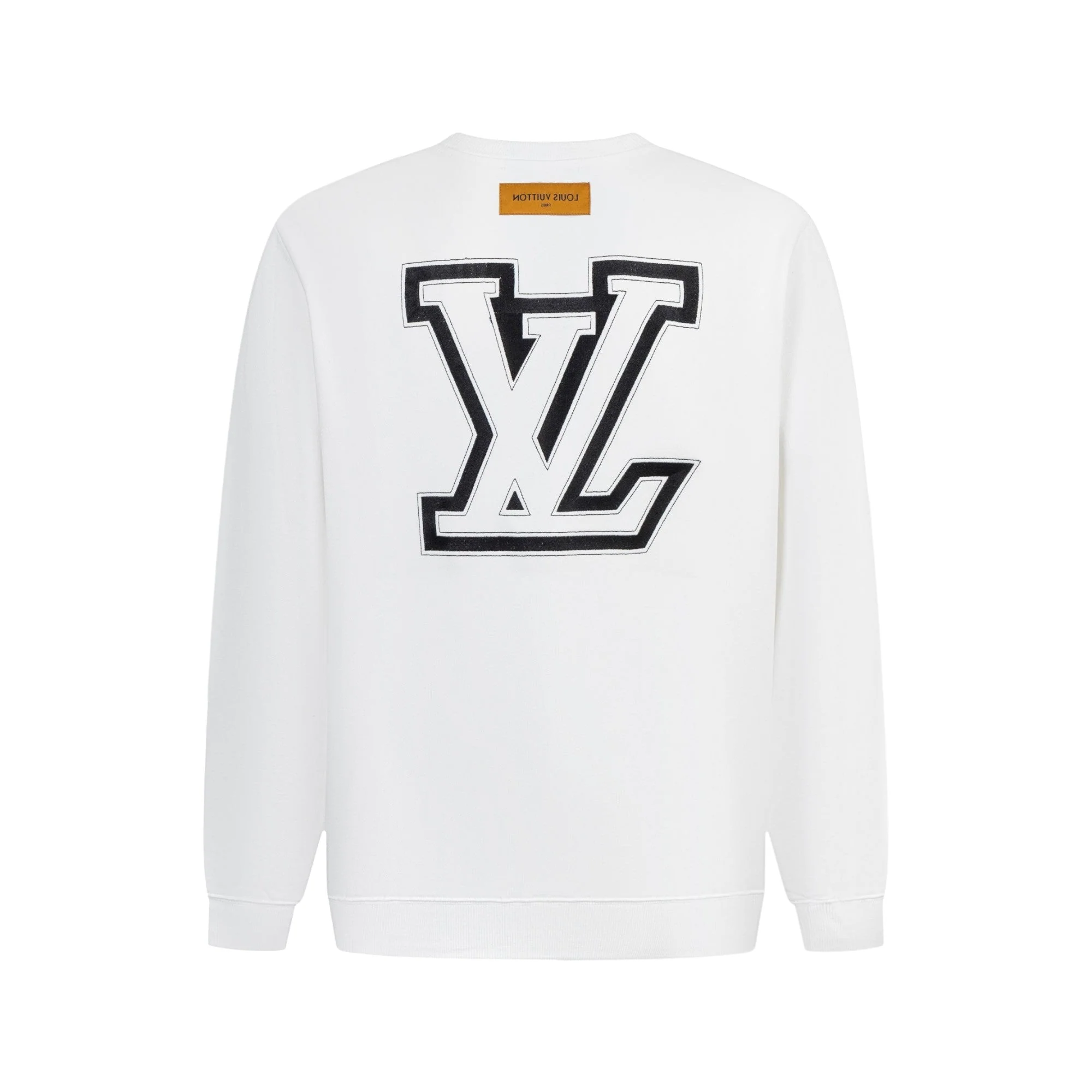 Double-sided embroidered round neck cotton sweatshirt