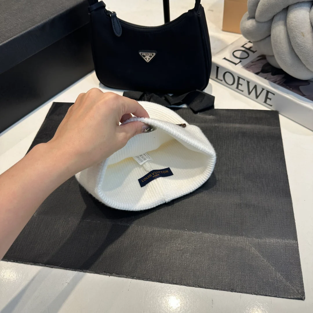 Leather Print Cashmere Knitted  Beanie