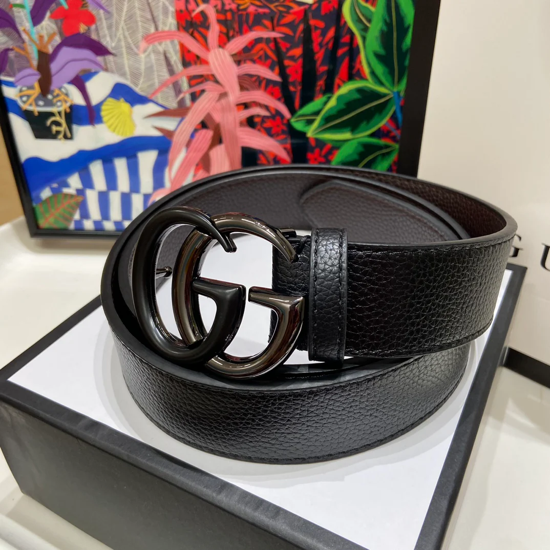 Pebbled Leather Colorblock Belt