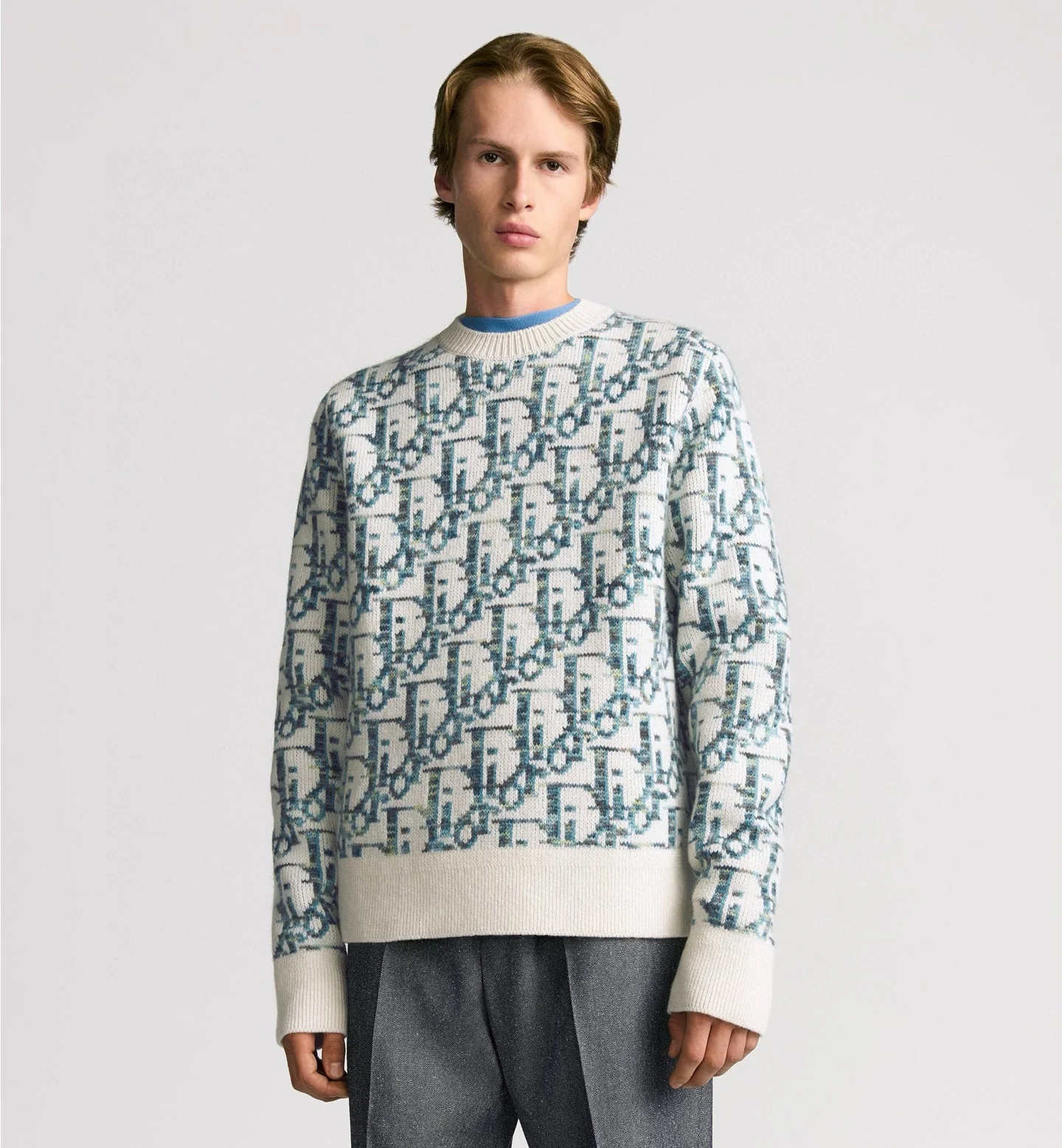 Knitted jacquard cashmere sweatshirt