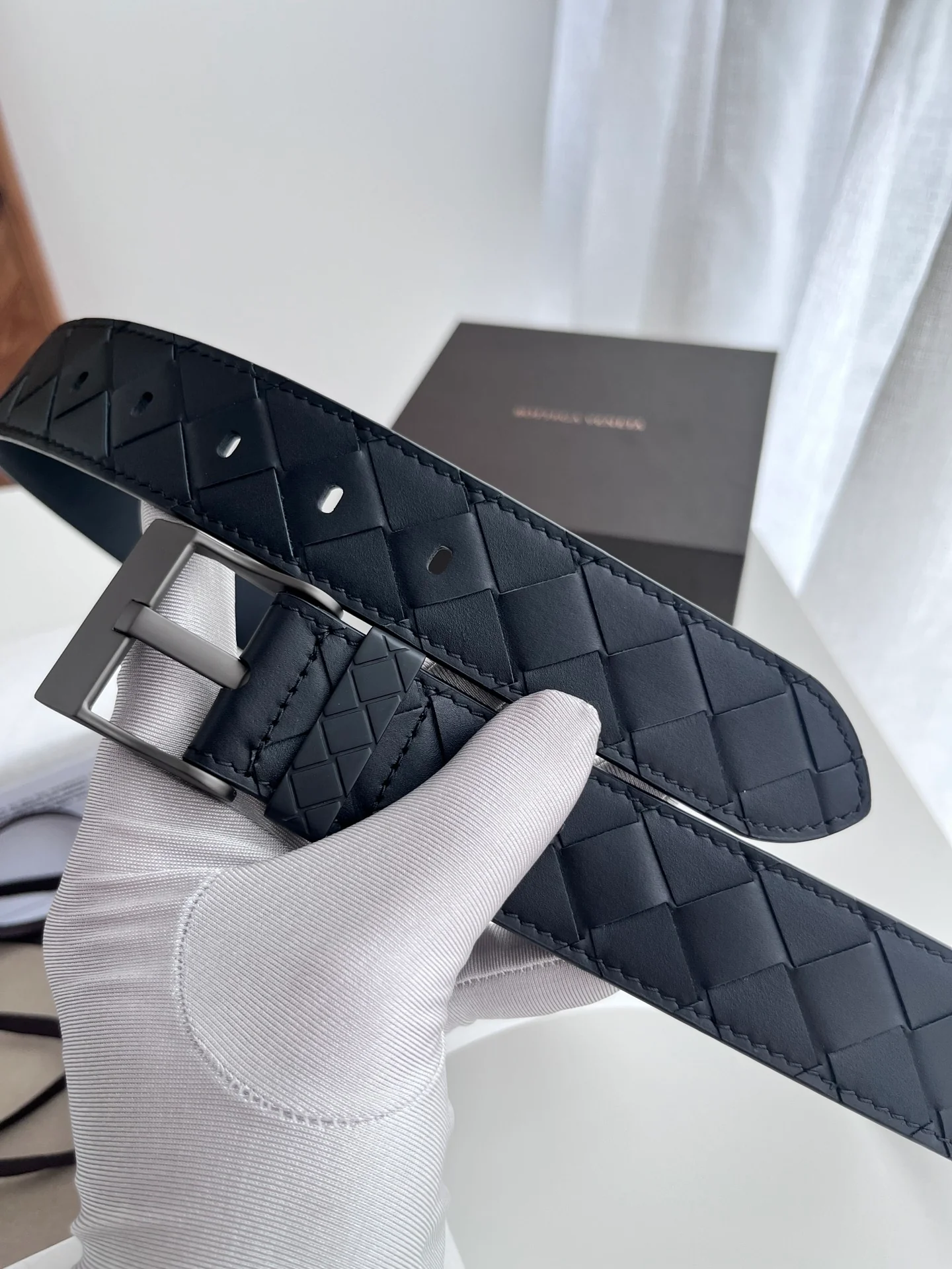 Braided calfskin belt