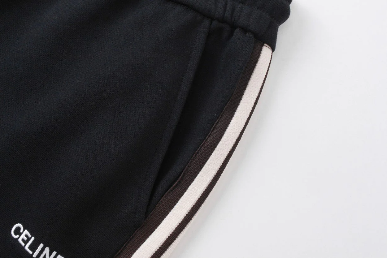 Embroidery drawstring casual trousers