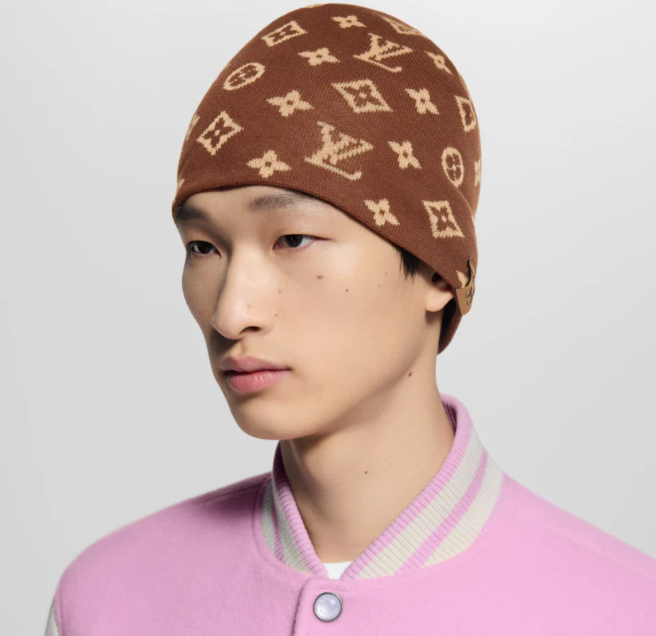 Reversible jacquard floral knit hat