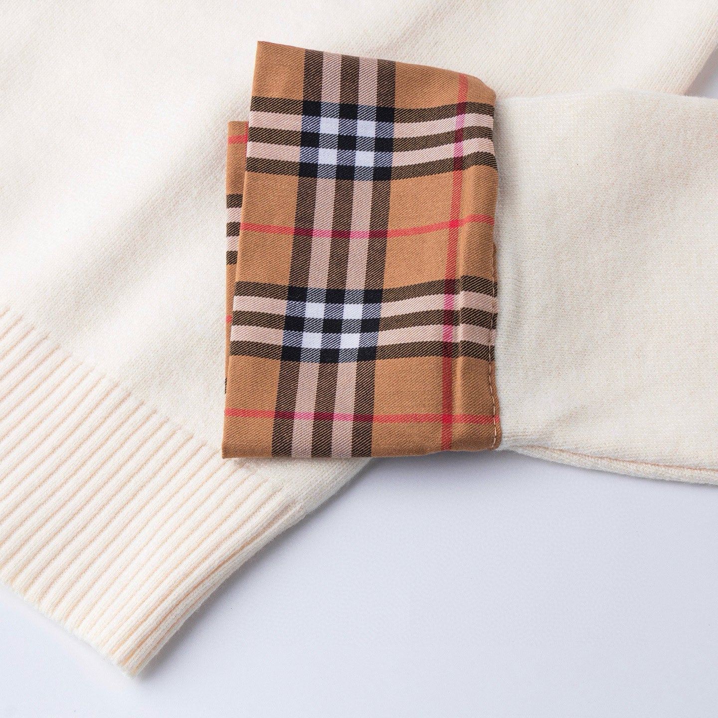 Embroidered cardigan plaid sweater