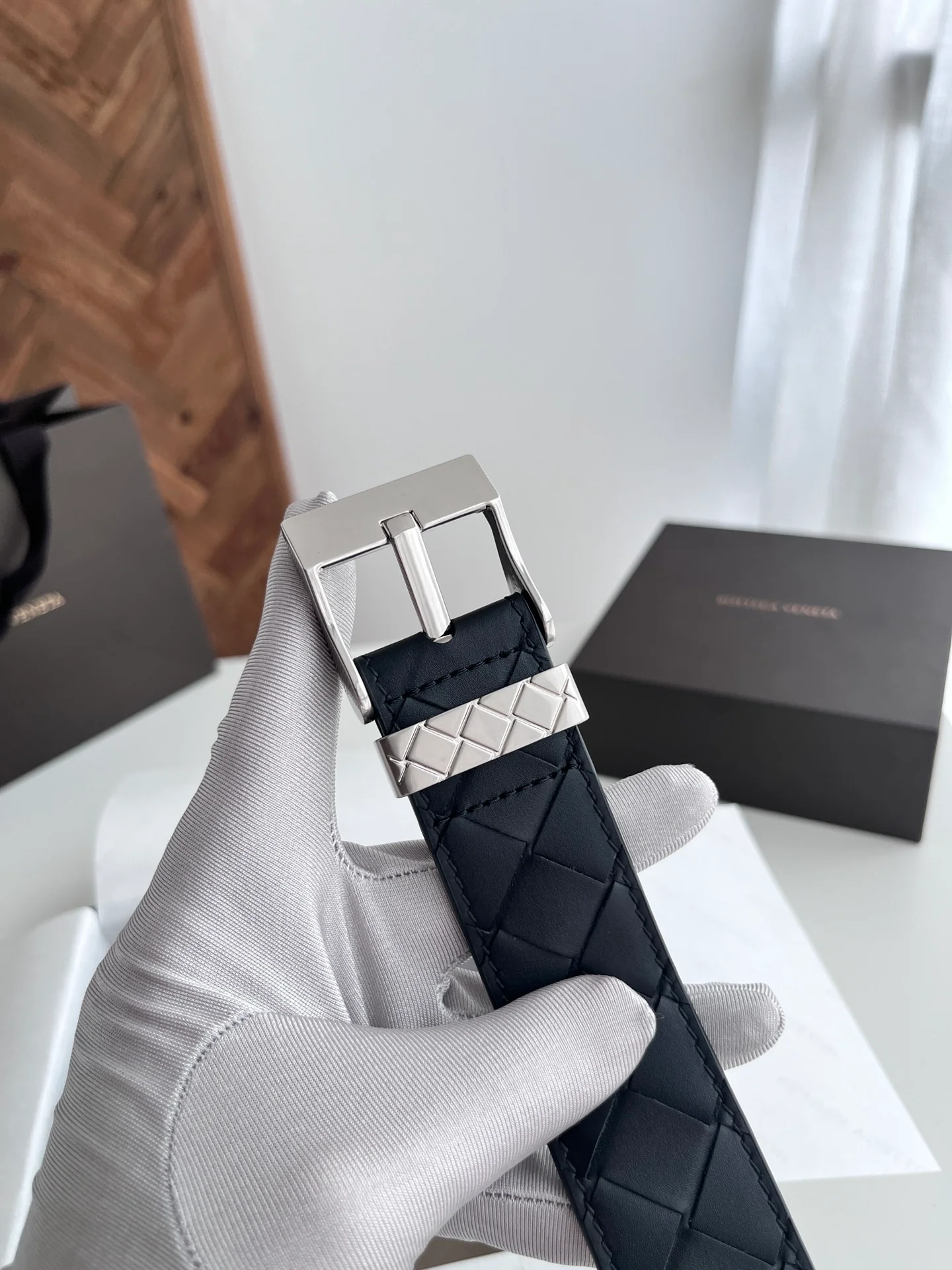 Braided calfskin belt