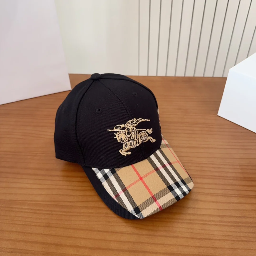 Embroidered plaid baseball cap